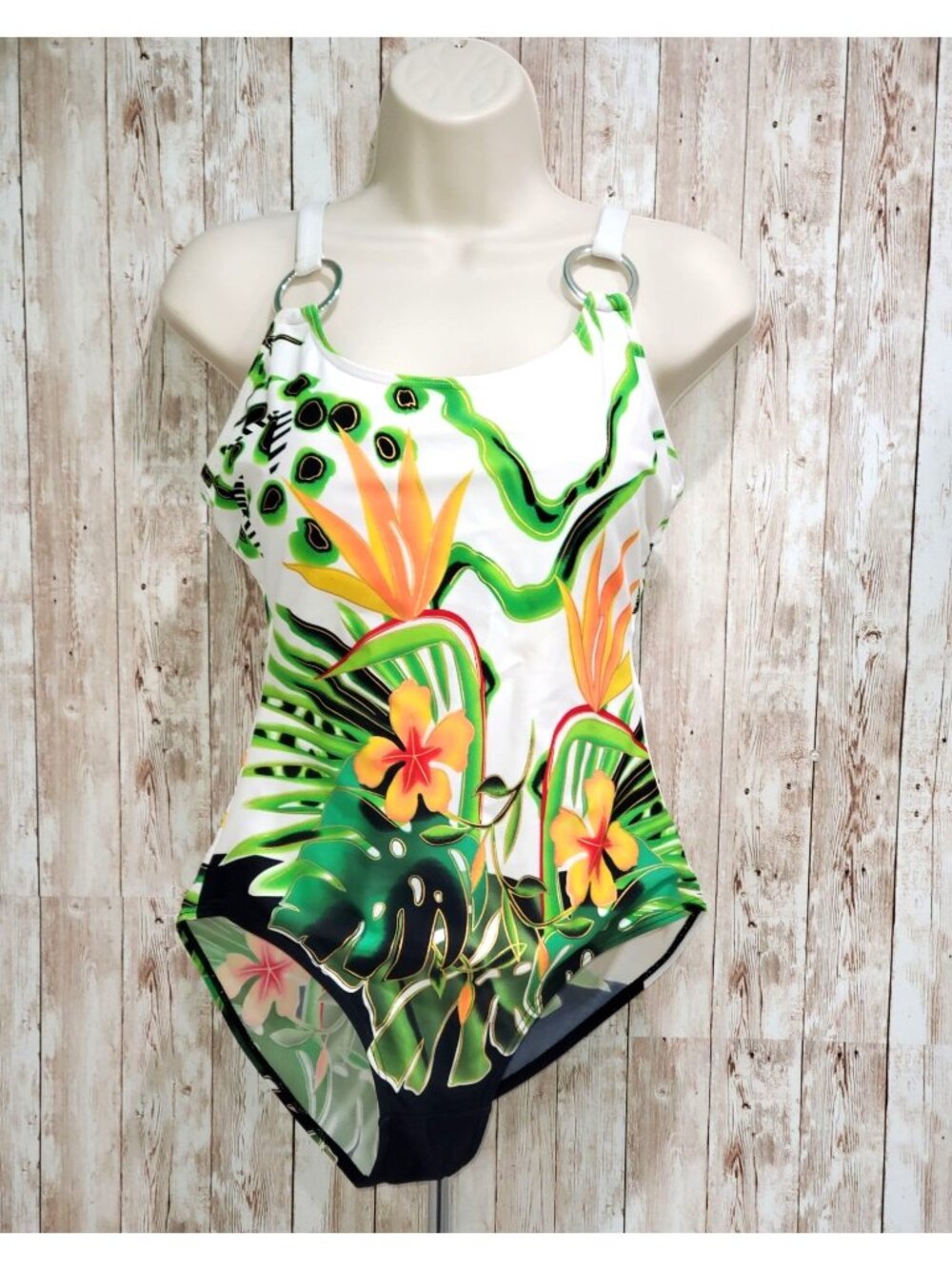 Ingear Women's One Piece Swimsuit  Hawaiian Flowers Print Size 10 1208